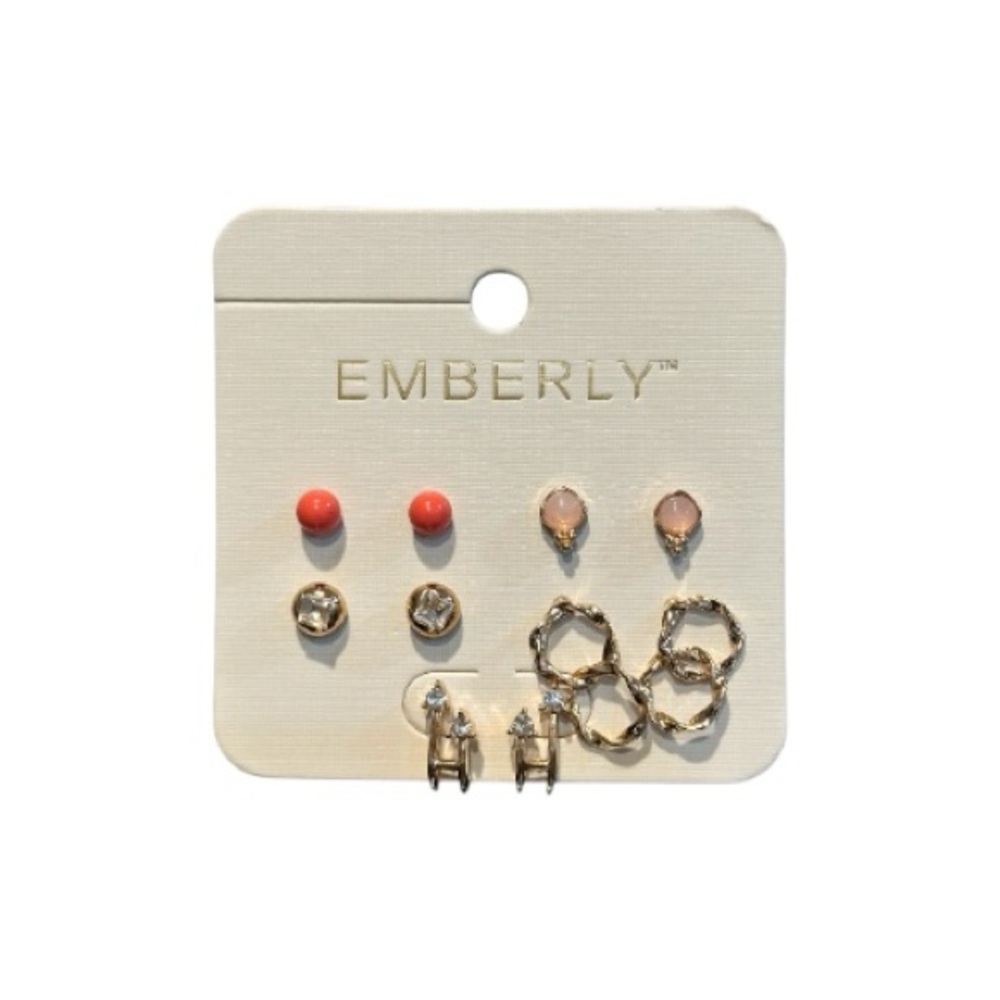 Emberly Gold Tone Multi-Pack Stud & Hoop Earrings Set (5 Pairs)
